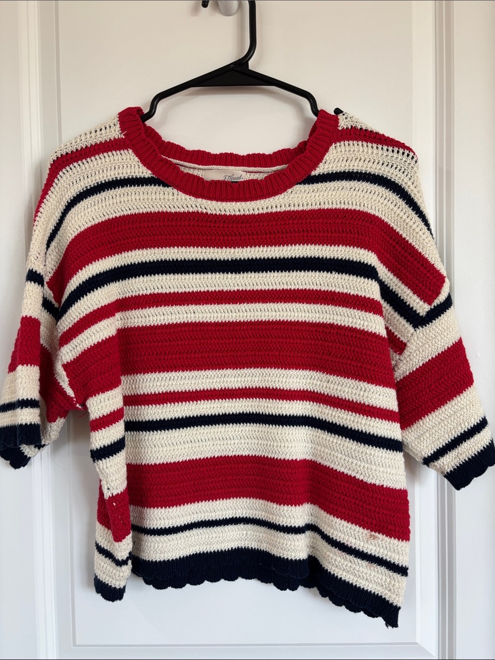 Universal Thread Red, White & Navy Striped Crewneck Sweater